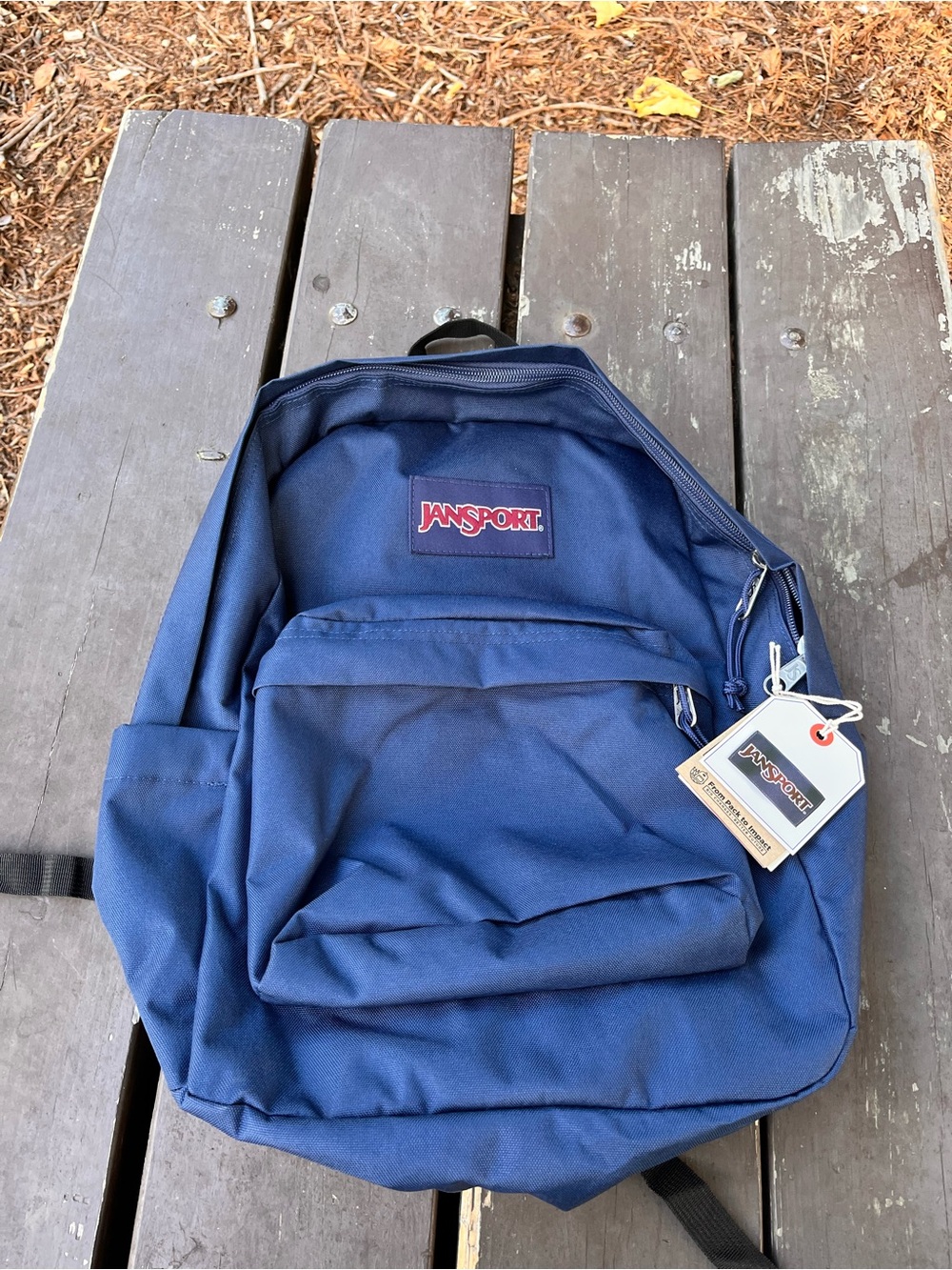 Jansport Navy Blue Classic Backpack with Front Pocket
